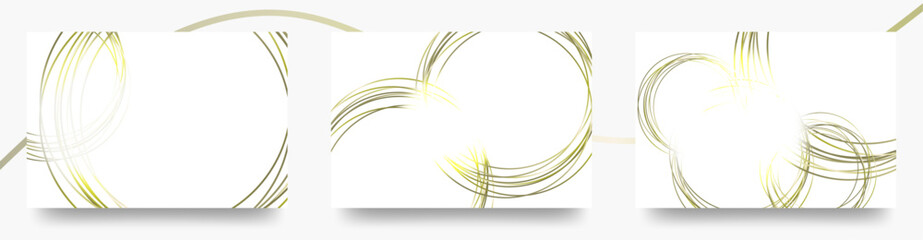 正円の線の　ベクターデザインテンプレート/DM/ポストカード/名刺デザインの　はがきテンプレート3枚セット　テキストなし