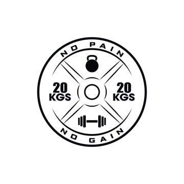 Vector Black and White barbell Plate, CrossFit logo