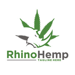 rhino with cannabis marijuana leaf