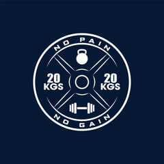 Vector Black and White barbell Plate, logo design