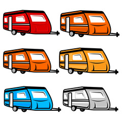 RV caravan, caravan logo, Caravan silhouette, Caravan camper trailer illustration logo vector