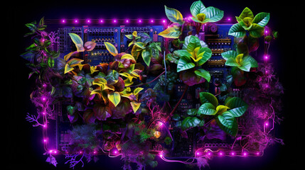 Plants that Grown in the Shape of a Circuit Board, Generative AI