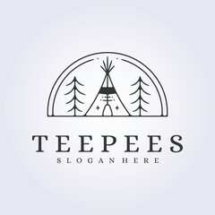 traditional american ethnic lodge tent teepee vector illustration design for logo icon template © Lodzrov