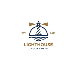 Lighthouse, Beacon logo icon. Vector Illustration.