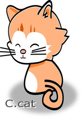 cartoon fat cat orange white