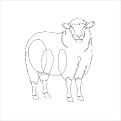 Sheep in one continuous line drawing. Sheep icon. Lamb line art icon concept. Trendy sheep single line draw design illustration. Vector illustration