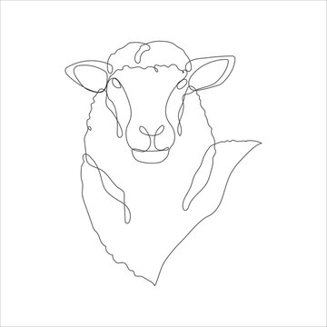 recommend clip art: Sheep head in continuous line drawing style. Lamb head line art icon design. Sheep minimalist black linear icon. Vector illustration. 