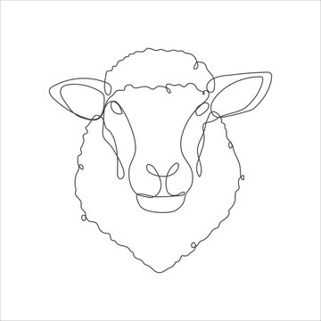 recommend clip art: Sheep head in continuous line drawing style. Lamb head line art icon design. Sheep minimalist black linear icon. Vector illustration. 