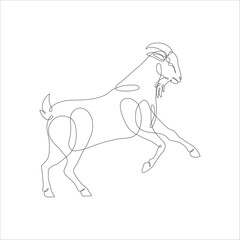 Goat one line continuous drawing. Goat linear icon. Farm animal line art icon illustration. Minimalist linear vector illustration. Vector illustration