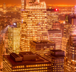 View of New York Manhattan during sunset hours