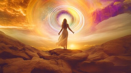 Psychic waves experimentation, psychedelia, and bold mental, emotional, and spiritual journey, journey into wellness with psychic waves, Generative AI illustration