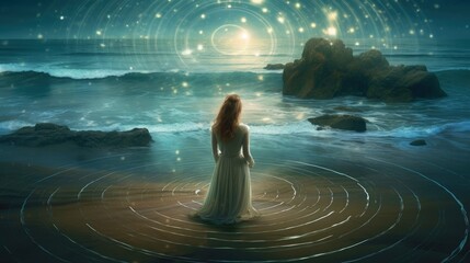 Psychic waves experimentation, psychedelia, and bold mental, emotional, and spiritual journey, journey into wellness with psychic waves, Generative AI illustration