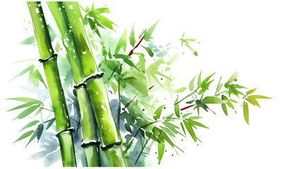 bamboo in watercolor style, isolated on a transparent background for design layouts - obrazy, fototapety, plakaty