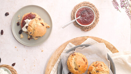 Scones with Strawberry Jam and Clotted Cream