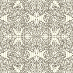 Seamless retro decorative drawn monochrome pattern