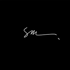 sm Initial Handwriting Signature Monogram Logo Vector
