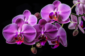 Fototapeta na wymiar Orchid on black. Generative AI