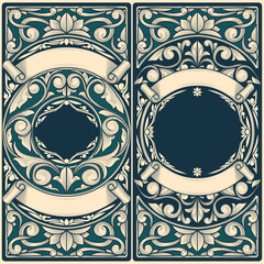 Decorative ornate retro floral blank card