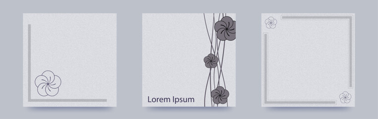 中心が星になっている　シンプルなねじり梅のイラスト　正方形ベクターテンプレートカード/メッセージカード/年賀/ショップカード/お祝い