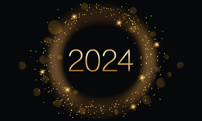 2024 New Year Abstract shiny color gold circle design element