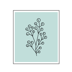 Floral botanical line art vector poster for wall decoration