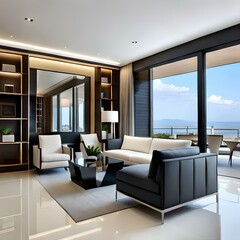 modern living room with fireplace