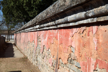 The mottled old walls of the Ming Tombs of the Ming Dynasty