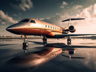 Fototapeta premium beautiful private lear jet airplane on tarmac, generative ai