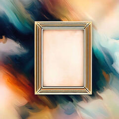 Abstract design of blank luxury frame with impressionist art around it with Generative AI. - obrazy, fototapety, plakaty