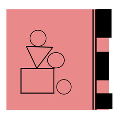 Square circle illustration with triangle and E