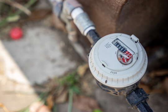water meter for the home outside a house in mexico.