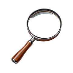 Magnifying glass featuring a polished wooden handle
 - obrazy, fototapety, plakaty