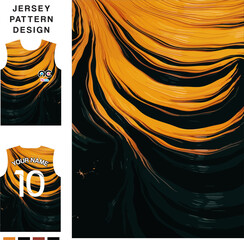 Abstract art curve orange concept vector jersey pattern template for printing or sublimation sports uniforms football volleyball basketball e-sports cycling and fishing Free Vector.