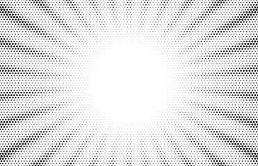 Halftone comics background. Abstract lines backdrop. Design frames for title book. Texture explosive polka. Beam action. Pattern motion flash. Rectangle fast boom zoom. Vector illustration.	