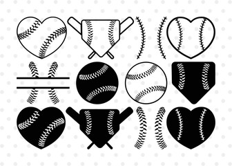 Baseball SVG Cut Files, Baseball Silhouette, Softball Svg, Sports Svg, Sports Balls Svg, Baseball Bundle, SB00101