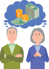 お金について考える高齢男女