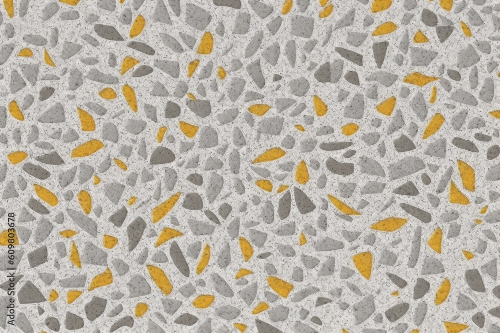 Poster abstract yellow and gray shapes on a textured cement surface generative ai