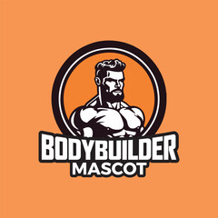 Body Builder Mascot Logo Design Muscular Men Strong Man Mascot Logo 