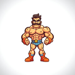 Body Builder Mascot Logo Design Muscular Men Strong Man Mascot Logo 