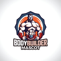 Body Builder Mascot Logo Design Muscular Men Strong Man Mascot Logo 
