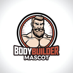 Body Builder Mascot Logo Design Muscular Men Strong Man Mascot Logo 