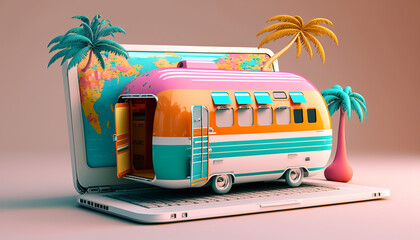 travel colorful computer 3d rendering