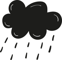 Cloud and rain hand drawn solid style