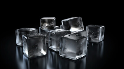Frozen Delights: Authentic Ice Cubes on a Black Canvas Using Generative Ai