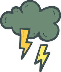 Cloud lightning hand drawn filled outline style