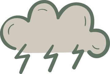 Cloud storm hand drawn filled outline style