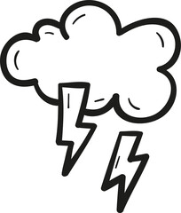 Cloud lightning hand drawn outline style