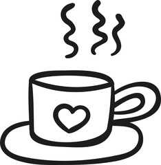 Coffee love hand drawn outline style