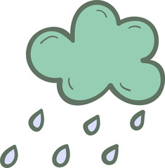 Rain cloud hand drawn filled outline style