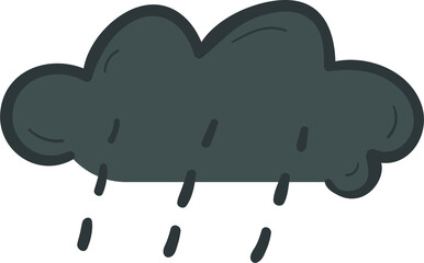 Rainy weather hand drawn filled outline style